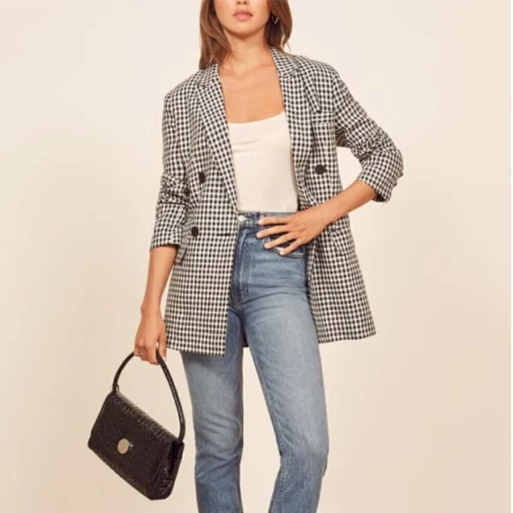 reformation gingham rae blazer